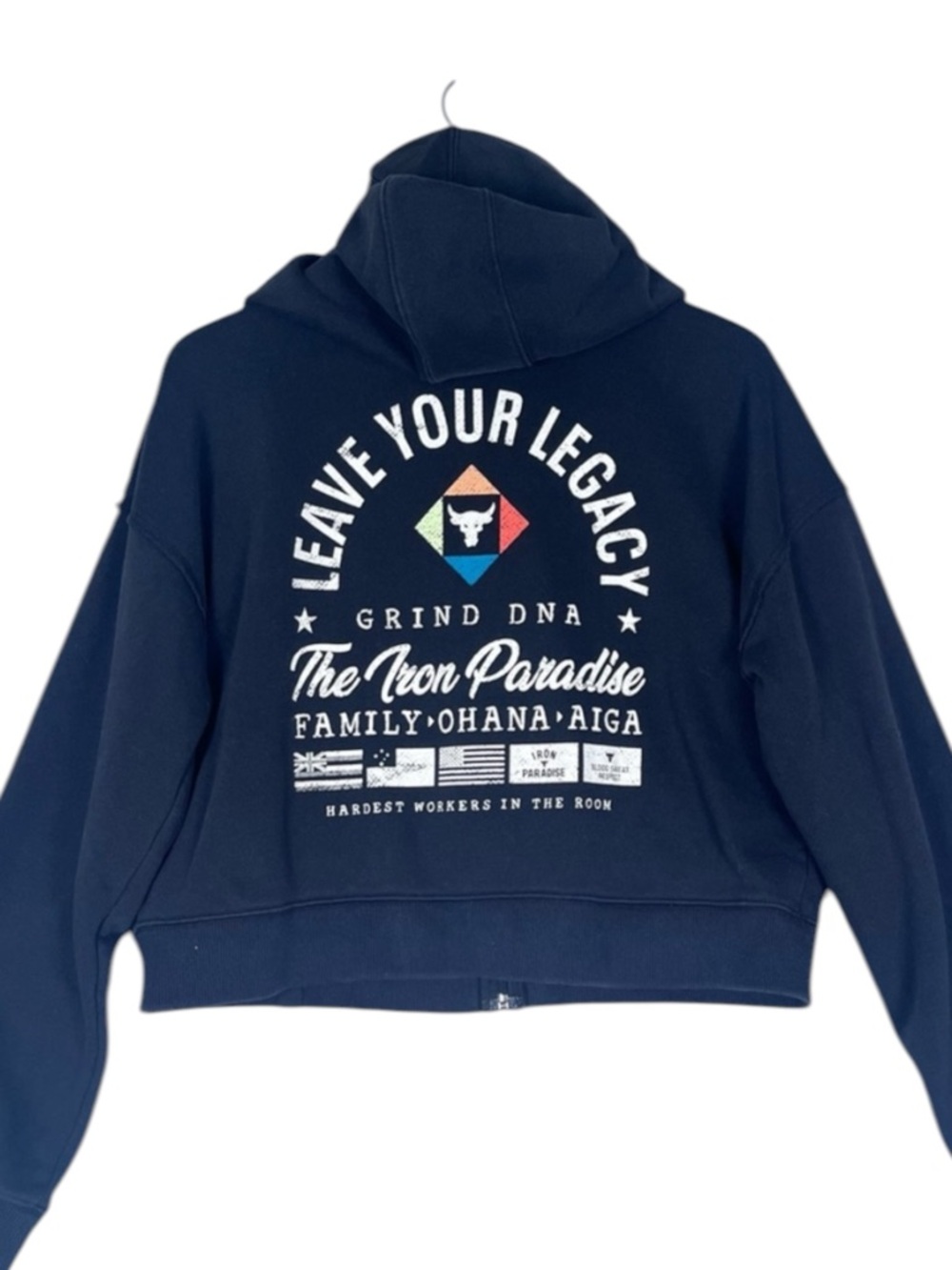 Under Armour Project Rock Full Zip Hoodie Womens XL Black Iron Paradise Graphic